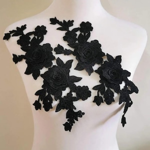 2 toppe ricamate a forma di rosa, applicazioni floreali da cucire per abiti, cappelli, borse, jeans e lavori di bricolage.