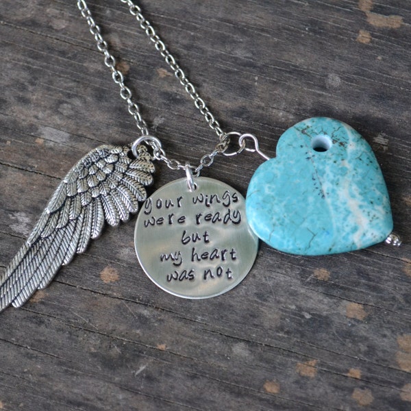 Remembrance Necklace - Lost Loved-One Necklace- Memorial Necklace - Hole in My Heart - Your Wings Were Ready