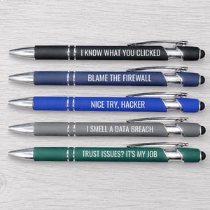 Funny Cybersecurity Analyst Pen Set, Laser Engraved Office Gifts (Set of 5)