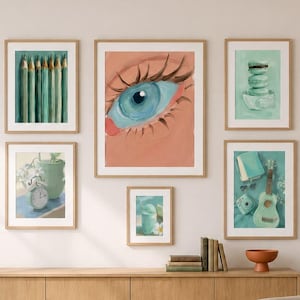 Colección Mint Harmony / 6 láminas de arte imprimibles en verde / Galería de descarga digital