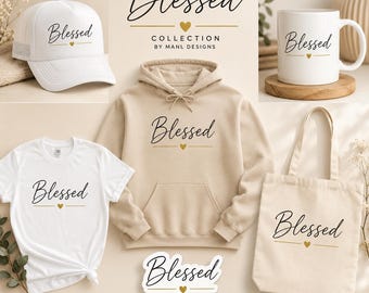 Abbigliamento cristiano benedetto / Felpa con cappuccio, maglietta, borsa, tazza, cappellino da camionista e adesivo con la scritta "Faith" / Regalo cristiano