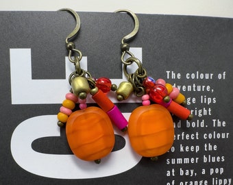 Oval Shiny Persimmon Earrings