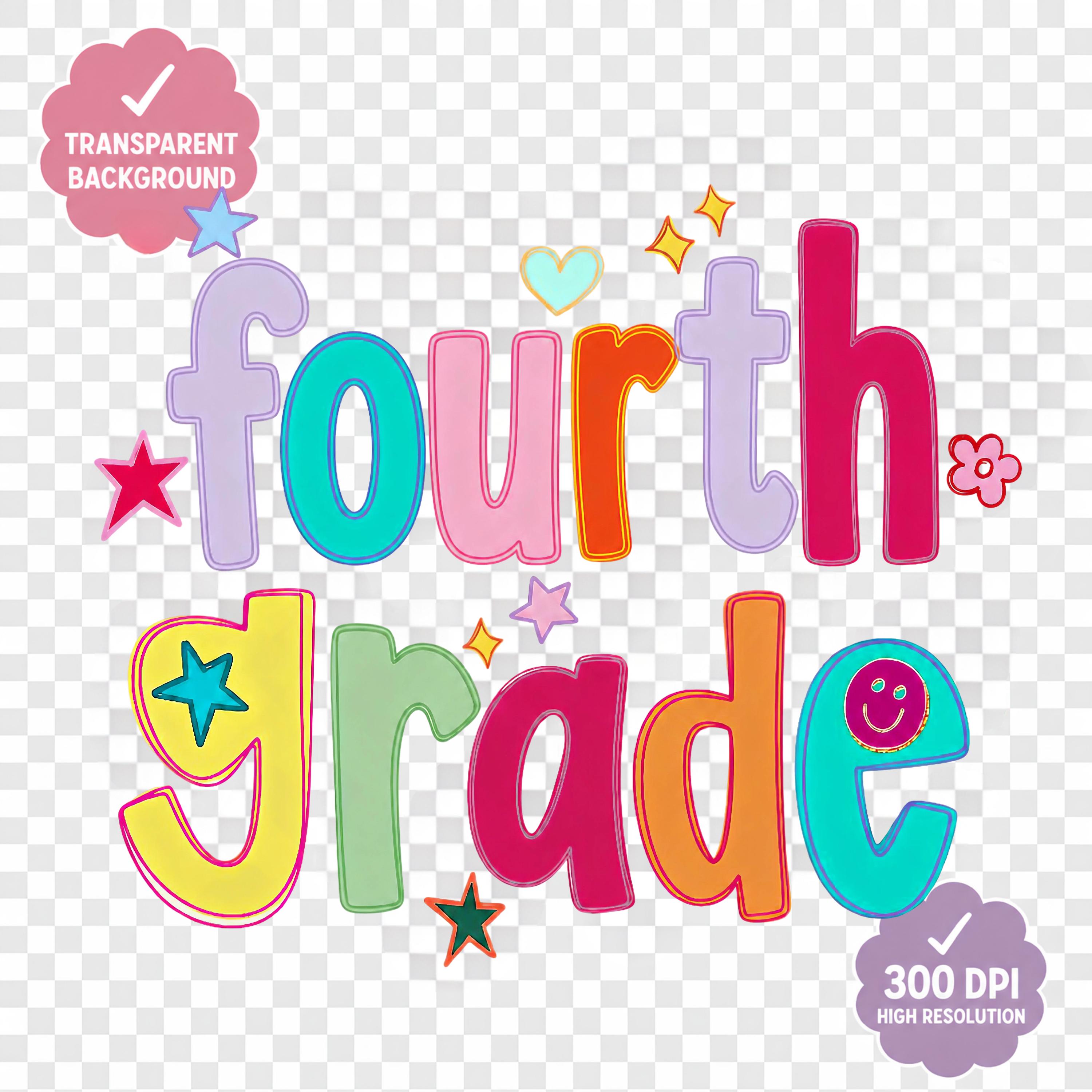 Fourth Grade Back to School Shirt Design SVG PNG (Digital Download)