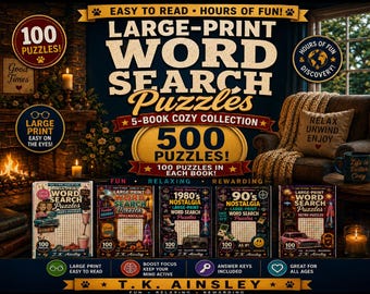 Large Print Word Search Bundle:  Cozy Collection, 500 Puzzles, 5 Printable Books