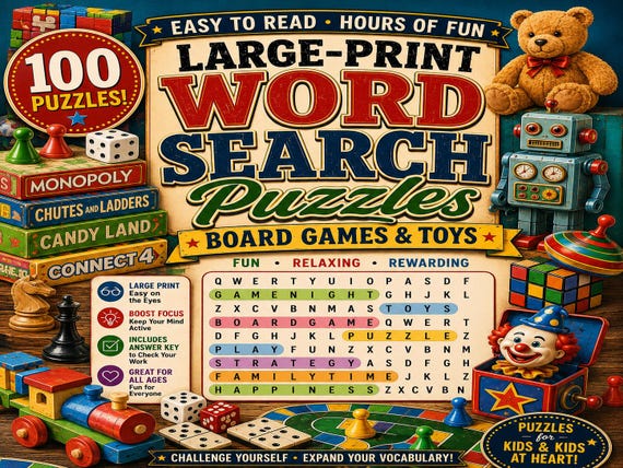 Large-Print Word Search Puzzles: Board Games & Toys