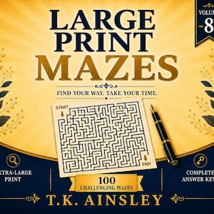 Doolhoven met grote letters voor volwassenen - deel 8 - 100 harde doolhofpuzzels