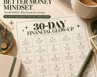 Reto de 30 días para mejorar tus finanzas / Planificador de ahorro y presupuesto imprimible