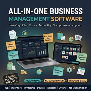 オールインワンビジネス管理システムテンプレート 中小企業向けERPソフトウェア 最新の在庫管理、販売管理、財務管理、会計、銀行業務、オフラインPOS、Mac対応
