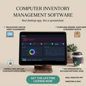 Computer Inventory Management Software License Desktop App IT Asset Tracker Lifetime Offline Reorder Alerts Small Business Windows Mac Linux