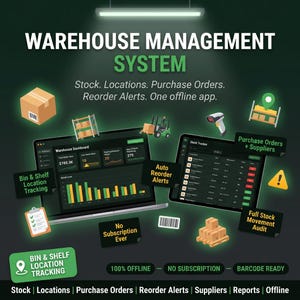 Bestes Lagerverwaltungssystem (WMS) – Bestandsverfolgung – Desktop-App – Offline-Lösung – Lebenslange Lizenz – Windows – Mac – Lieferkette