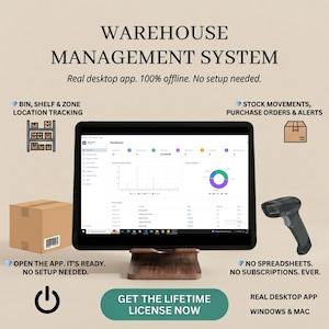 Best Warehouse Inventory Management Software System Stock Tracker WMS Desktop App Offline Solution Lifetime License Windows Mac Supply Chain