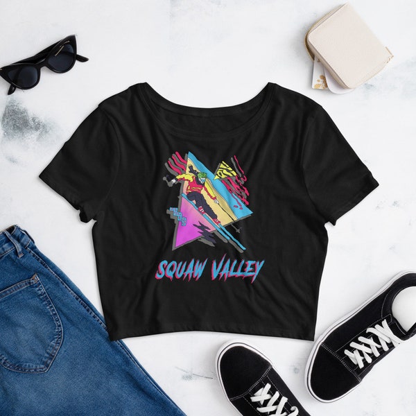 Squaw Valley, ski shirt, skiing gift, Tahoe skiing, Tahoe shirt, Tahoe gift, ski California, Women’s Crop Tee