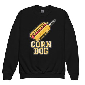 Sudadera con cuello redondo divertida con imagen de dibujos animados de comida para amantes de los perros de maíz