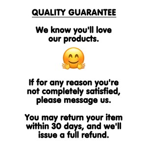 a picture of a smiley face with the words quality guarantee