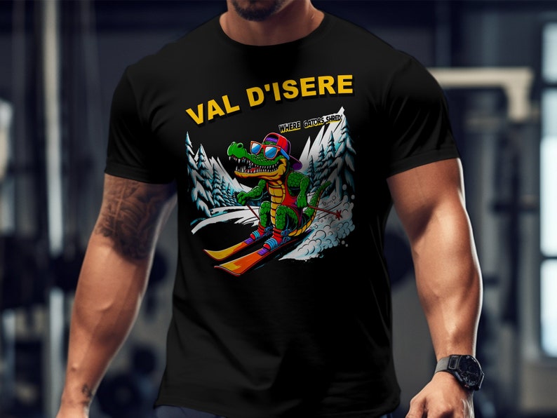 Unique Skiing Alligator T-shirt, Val D'isere Where Gators Shred, Fun ...