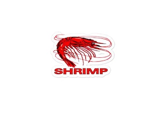 Red Shrimp Sticker, Seafood Lover Decal, Marine Life Vinyl, Cute Shrimp Sticker, Ocean Theme Sticker, Laptop Car Decor