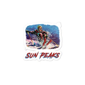 Sun Peaks, Skiing Sticker, skiing decal, skiing gift, Ski Sticker, Ski Decal, Retro Vintage, Ski Gift, Skier Sticker