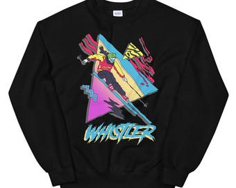 Skiing Sweatshirt, Retro Ski Whistler, Skier Gift, Vintage Shirt, Ski Canada Vancouver Blackcomb Sea 2 Sky Funny 1980s British Columbia