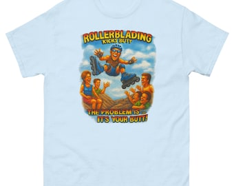 Lustiges Rollerblading Shirt für Skater Cooler 90er Jahre Stil Grafik T-Shirt Inline Skating Geschenk für ihn Retro Sport Humor Shirt Skater Witz T-Shirt