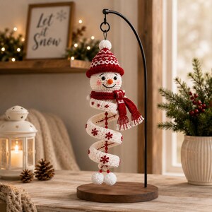 Christmas Ornament Crochet Pattern PDF, Spinning Snowman Hanging, Holiday Amigurumi Decor, Instant Download