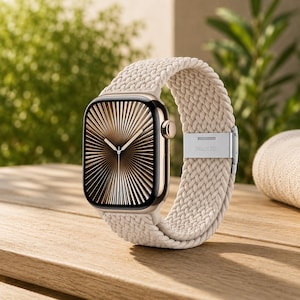 Correa trenzada para Apple Watch compatible con Ultra 2 Series 11 10 9 8 7 6 SE. Correa elástica de nailon.