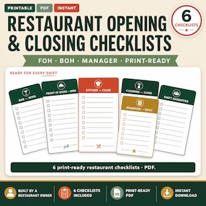 Checklisten für Restaurantöffnung und -schließung, täglicher Ablauf für Küchen- und Serviceleiter (PDF)