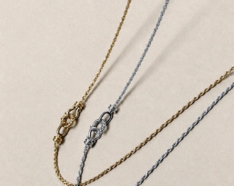 Twisted Singapore Chain Necklace: Sterling Silver, Gold Vermeil, Rhodium Finish, Opening Clasp