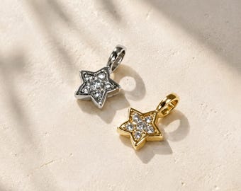 Breloque étoile délicate en moissanite : Support de pendentif céleste en vermeil or 18 carats ou en argent sterling