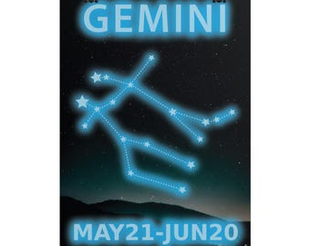 Gemini Constellation Rolled Poster | Zodiac Wall Art,