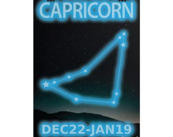 Capricorn Constellation Rolled Poster | Zodiac Wall Art,