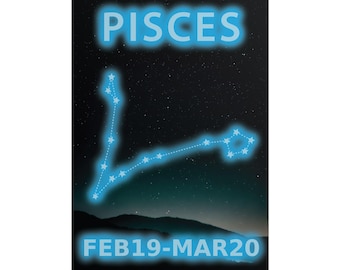 Pisces Constellation Rolled Poster | Zodiac Wall Art,