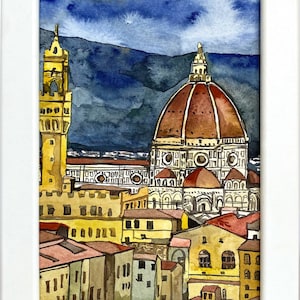 Aangepaste aquarel aquarel schilderij origineel – Florence Duomo Santa Maria del Fiore Italië Toscane Firenze landschap muurkunst ingelijst cadeau