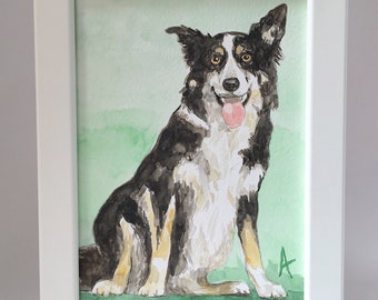 ボーダーコリーの水彩画：ロン・クラジェフスキーのファインアート