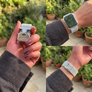 Compatible with Apple Watch Braided Solo Loop Band 49mm 46mm 45mm 44mm 42mm 41mm 40mm Parachute Button Strap Series 10 9 8 7 6 SE Ultra 2