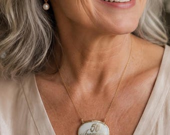 Commission Custom Order, Recycled Broken China Jewelry, 50th Anniversary Bell, Repurposed Vintage Dishes to Custom Silver & Gold Jewelry,