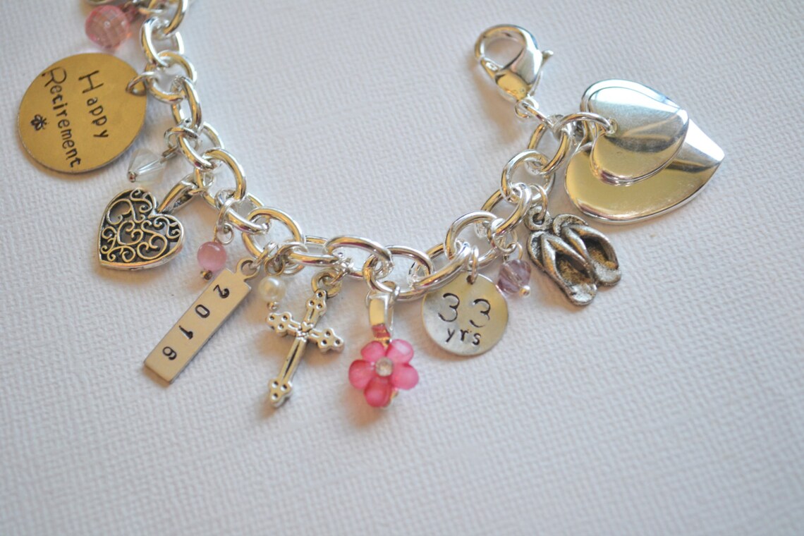 Retirement Charm Bracelet Happy Retirement Gift Retirement Etsy