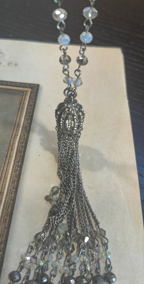Ali Khan New York Crown Tassel Necklace, Rhinesto… - image 3