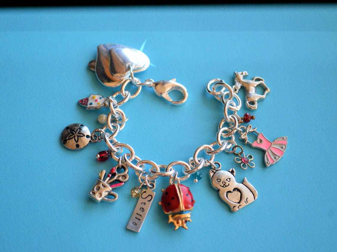 Little Girl's Charm Bracelet, First Charm Bracelet, Ice Cream, Kittens ...