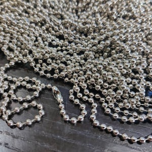 5pcs Stainless Steel Ball Chain Necklace Lanyard, Adjustable Ball Chain for Military or Medical Tag, Beaded Chain, Jewelry Supply Wholesale