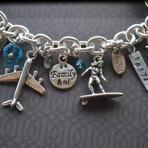 Girl&#39;s 17th Birthday Charm Bracelet, Farewell Gift, Transfer Gift, Retirement Gift, Airline Gift, Airline Industry, USAir, American Airlines