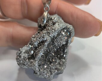 Etsy Sale Coupon Code, Crystal Geode Druzy Natural Stone Pendant, Etsy Sale Coupon Code, Titanium Crystal Jewelry, Druzy Quartz Necklace