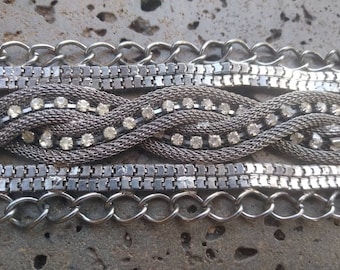 Magnetisches Armband, extra breites Multi-Strang-Armband, Silber Mixed Metal Manschettenarmband, Statement-Heldin Silber Boho-Armband Magnetverschluss