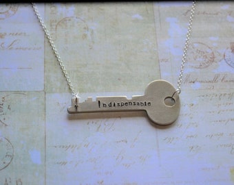 Authentic Vintage Key Necklace, Custom Keys, Hand Stamped Engraved, Personalized Key, Giving Key, Positive Affirmations, Old Skeleton Key