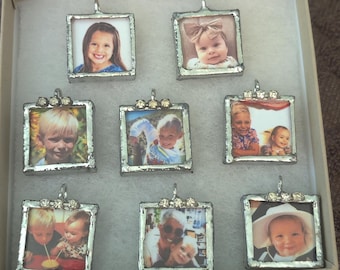 Sterling Silver Soldered Charms, 2 Sided Photo Charm Bracelet or Necklace, Wedding Charm, Photo Gift Keepsake, Children Grandchildren Family