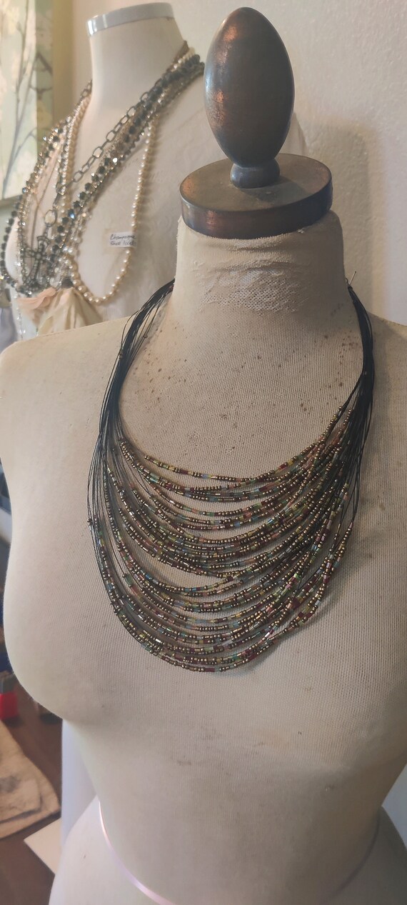 Multi Colored Beaded Necklace, Vintage Multi 30 S… - image 2
