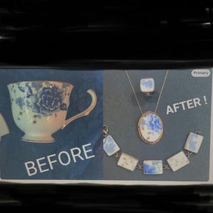 Commission Custom Order, Recycled Vintage Broken China Jewelry, Broken China, Broken Porcelain, Reduce Reuse Repurpose, Made To Order image 6
