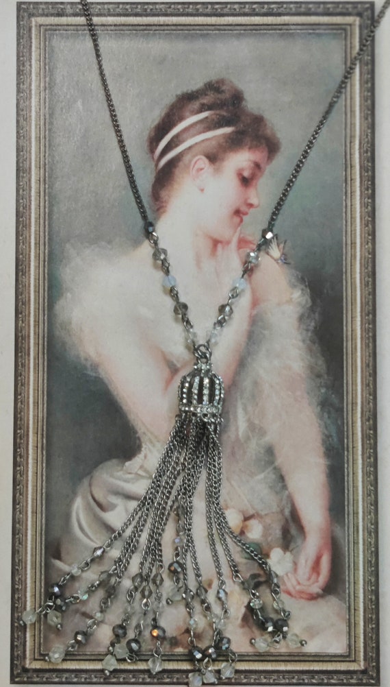 Ali Khan New York Crown Tassel Necklace, Rhinesto… - image 6