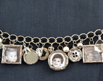 Build A Custom Photo Charm Bracelet, Hand Soldered Photo Charms, Personalized Charms, Mourning Jewelry, Sentimental Gift