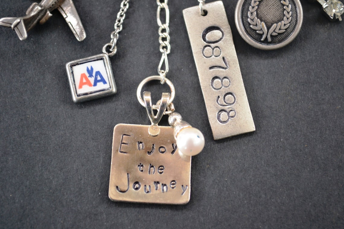 Retirement and Travel Charm Necklace Enjoy the Journey Hand Etsy