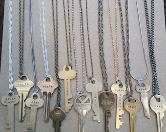 Keys, Engraved Keys, Stamped Keys, Giving Keys, Key Necklace, Custom Keys Charm, Personalized Keys, Old Keys, Silver Bronze Brass Gold Keys